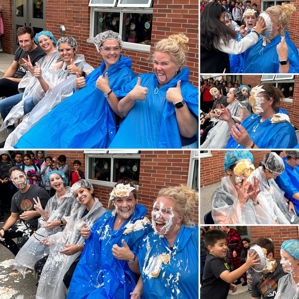 BroderickJenn's tweet photo. What a fun way to end the week! Our final Terry Fox event for 2023, PIE IN THE FACE! Our top 5 fundraisers each got a chance to pie a teacher in the face! Core memory made! 🥧 @j_diplock @MrsCroft06 @sa_clarkson @MsRosariosClass @TribuneDrive https://t.co/6hejC1PhcK