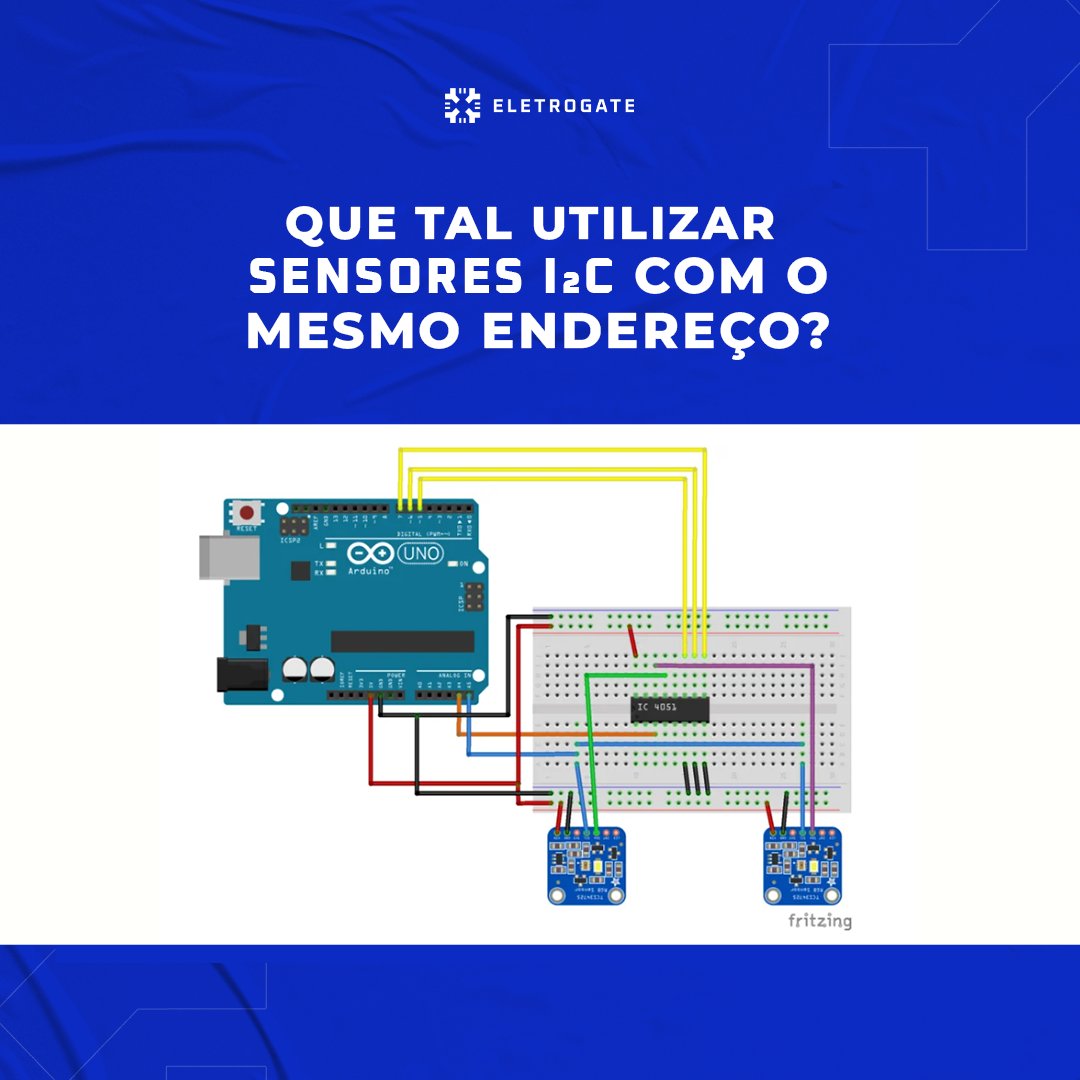 eletrogate's tweet photo. 🥳 Sextou!

💻 Para o fim de semana, segue uma indicação de post. Para hoje indicamos o "Utilizando Sensores I₂C com o Mesmo Endereço".

🚩 Nós aprenderemos a usar dois sensores I₂C com o mesmo endereço, utilizando o CI Demultiplexador CD4051.

🔗 https://t.co/pnLA5ZY7VS https://t.co/23enanEyPX