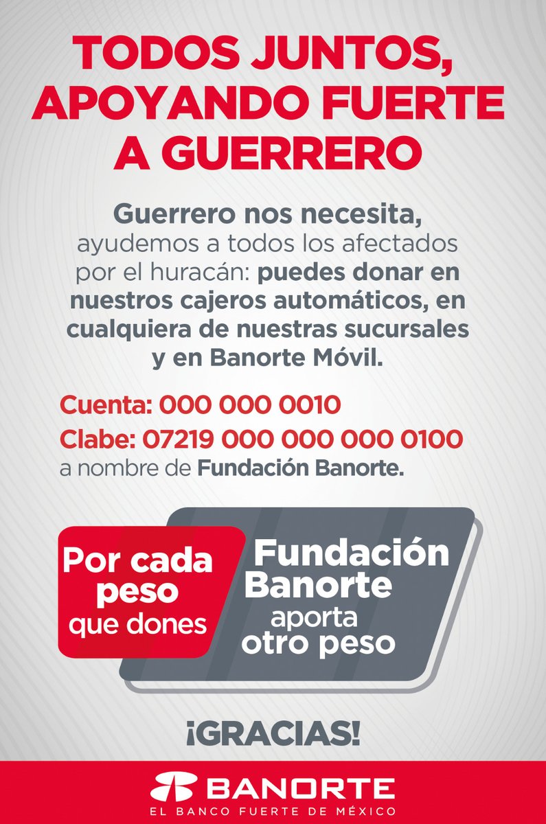 ConstruyendoyC's tweet photo. Desde Construyendo y Creciendo nos solidarizamos con las personas afectadas por el huracán OTIS y saludamos esta iniciativa de Fundación @Banorte_mx

Hoy #GuerreroNosNecesita
Apoyemos fuerte a Guerrero, porque sólo juntos podemos seguir #ConstruyendoyCreciendo 🧡🤎 https://t.co/nUfa54OOq2