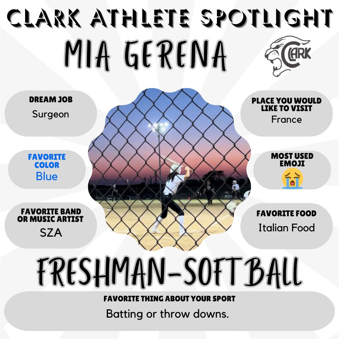 🐾🥎 Mia is a part of our Softball Team. Here is what Coach Kelly had to say about her. Mia has quickly made a great impression with her work ethic, commitment, and geniality. She is integrating well with the girls and is poised to make an impact this season!