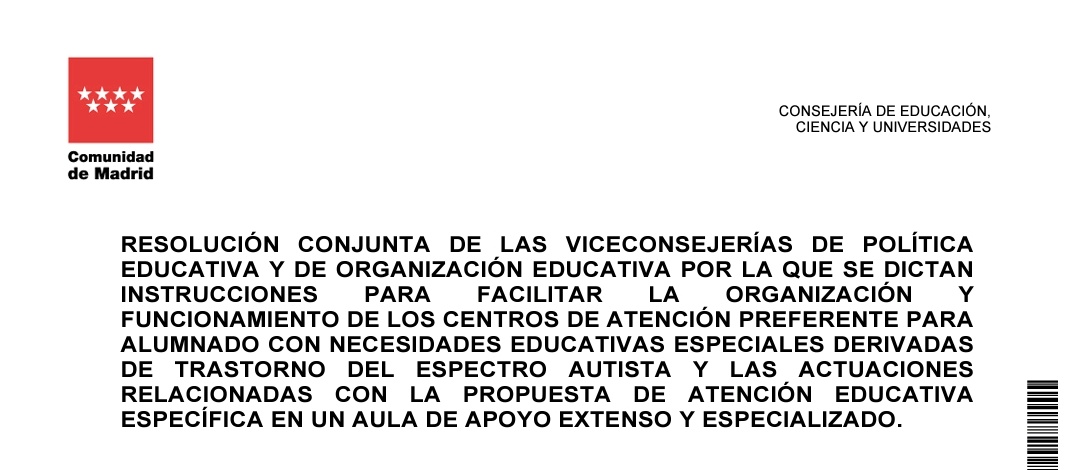 La Comunidad de Madrid pretende utilizar las aulas TGD como lugar donde guardar a los niños con Autismo (TEA) que "molesten" en los colegios.

❌️ Integración 
❌️ Inclusión 
✅️ Incrustación