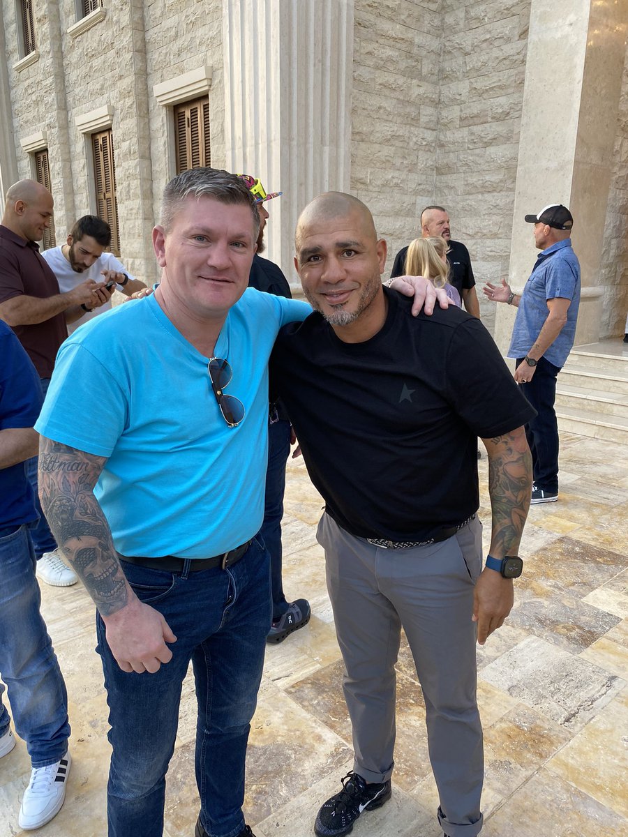 Ricky Hatton MBE (@hitmanhatton) on Twitter photo Great to finally meet <a href="/RealMiguelCotto/">Miguel A. Cotto</a> here in Saudi
Now that would have been a fight
<a href="/Turki_alalshikh/">TURKI ALALSHIKH</a> <a href="/RiyadSeason/">Riyad Season</a> <a href="/Tyson_Fury/">TYSON FURY</a> #BattleOfTheBaddest #furyngannou Great to finally meet <a href="/RealMiguelCotto/">Miguel A. Cotto</a> here in Saudi
Now that would have been a fight
<a href="/Turki_alalshikh/">TURKI ALALSHIKH</a> <a href="/RiyadSeason/">Riyad Season</a> <a href="/Tyson_Fury/">TYSON FURY</a> #BattleOfTheBaddest #furyngannou