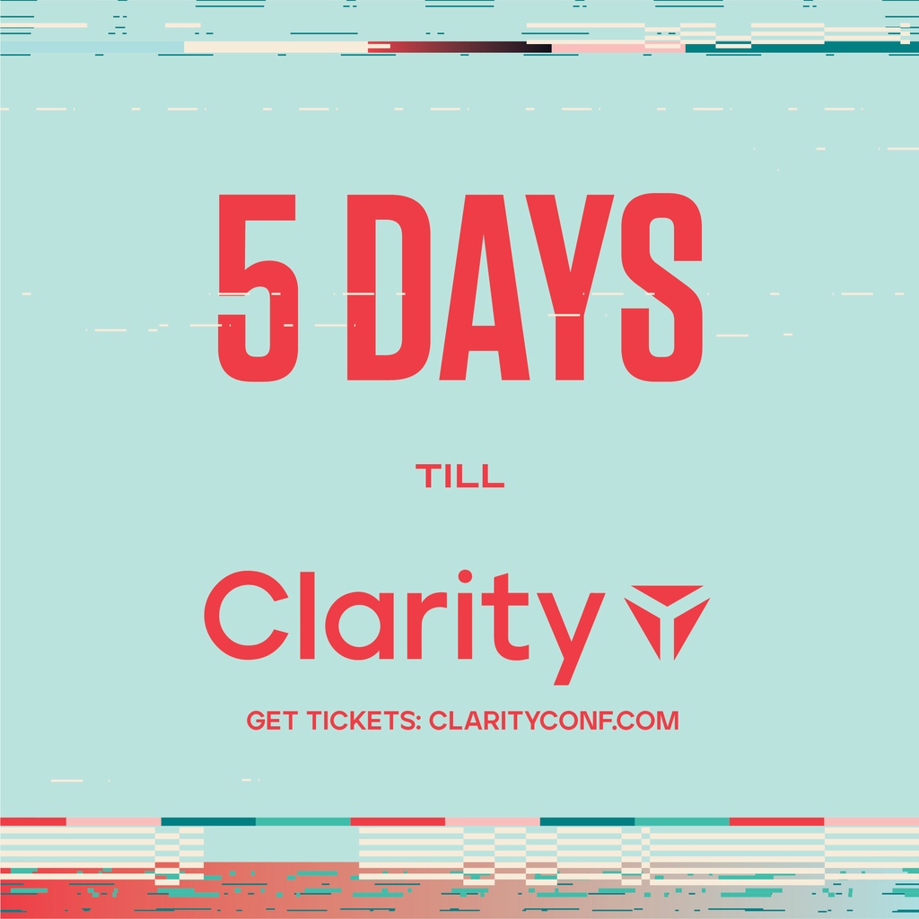 Clarity_conf's tweet image. It's official - just 5️⃣ days before we are all together for the OG indie conference for the design systems community, #Clarity2023.⁠ 🚀 We can't wait to see you there! ⁠#Clarity #ReturnToForm #DesignSystems #TechEvent