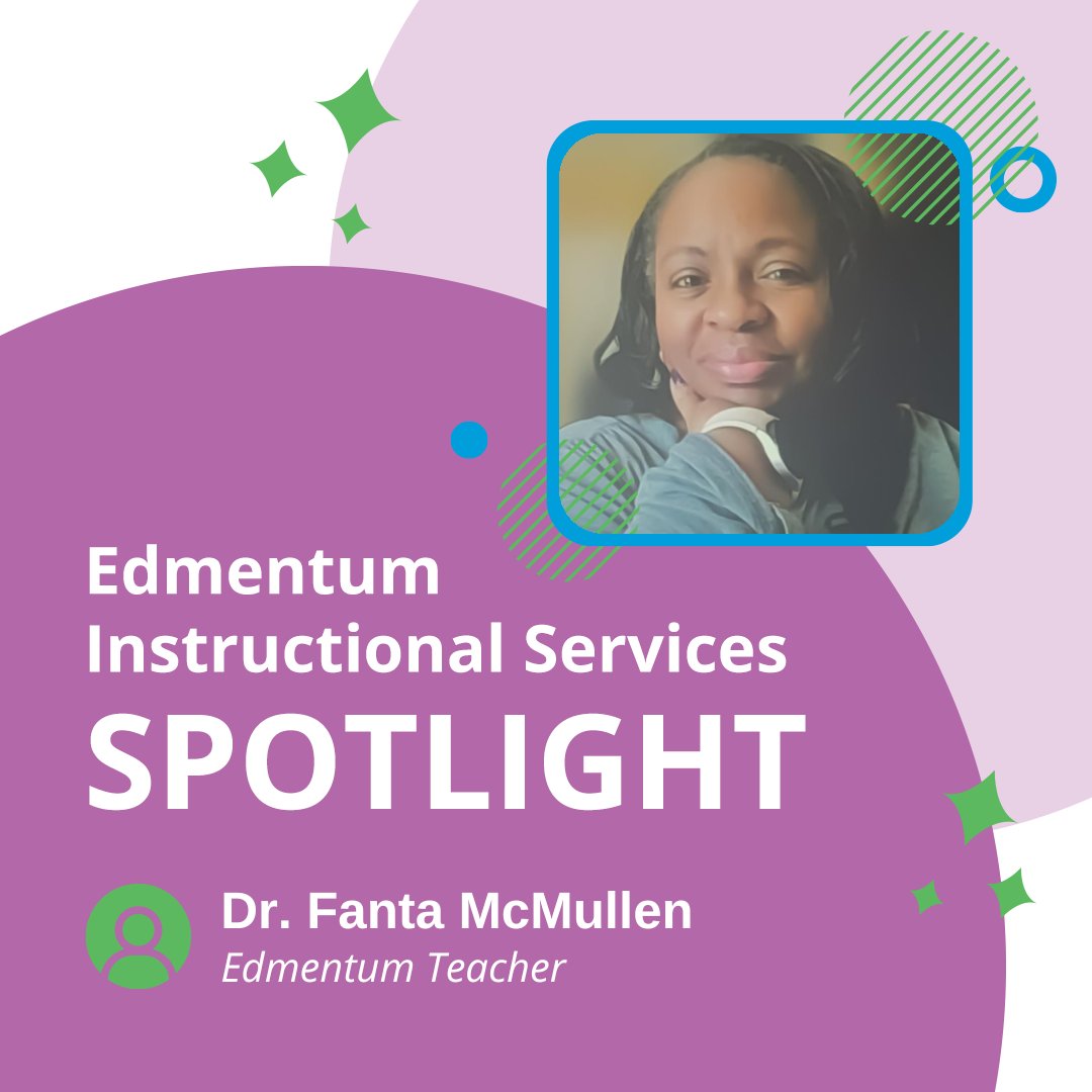 edmentum's tweet image. ⭐This week&apos;s exceptional educator is Dr. Fanta McMullen!⭐ 

How will she celebrate #ArtsAndHumanities Month? 🎶 

&quot;Math is foundational in art! Ratios &amp;amp; proportions are used in visual arts; fractions are essential in reading music and making rhythms.&quot; 

Congratulations, Fanta!