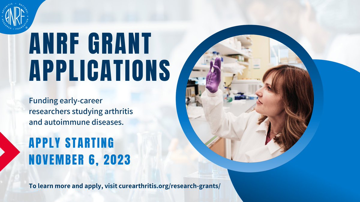📣Calling all early-career researchers - the ANRF grant application process opens on November 6th! Visit curearthritis.org/research-grant… to find out more about grant application policies and requirements. 
#curearthritis #arthritisresearch