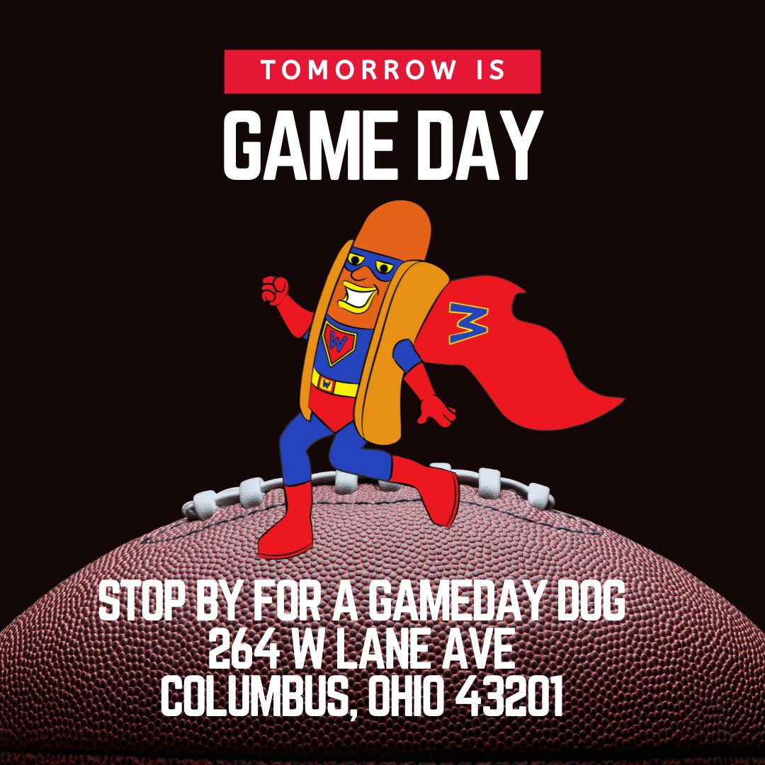 HotdogWallys's tweet photo. Game Day Tomorrow!
Celebrate with Hot Dog Wallys at  264 W Lane Ave Columbus, Ohio 43201

#gamedaygrub #osufootball #osugameday #osu #campusgrub https://t.co/J36jKawqMd