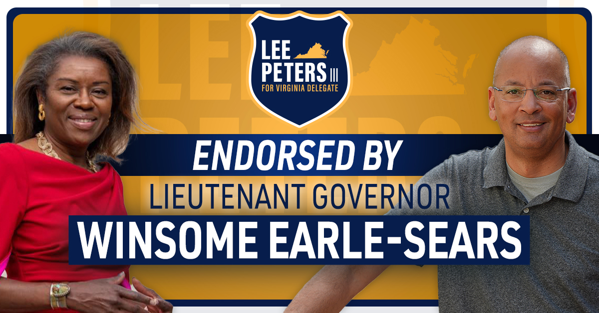 leepetersforva's tweet photo. "Lee Peters served for 12 years as a U.S. marine and devoted nearly 20 years of service in law enforcement — he is exactly the kind of leader we need in Richmond to pass an agenda that protects and strengthens Virginia families."

Proud to have the support of LG @WinsomeSears! https://t.co/OnsP9sWCfd