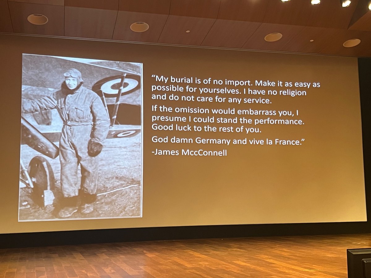 Perhaps my new favorite FWW pilot. Quote from a letter found after his death.  #WW1Symposium