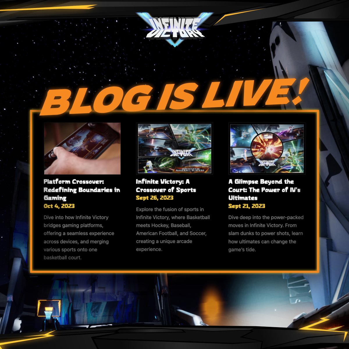 🚀 IV Squad, our Blog is LIVE! 🏀 Dive into the world of Infinite Victory: from sports fusion to the power of ultimates, and the vision behind it all. Missed the latest updates? Catch them all here 👇🏻 🔗 infinitevictory.com/blog Get ready, slam dunk news incoming! 👀