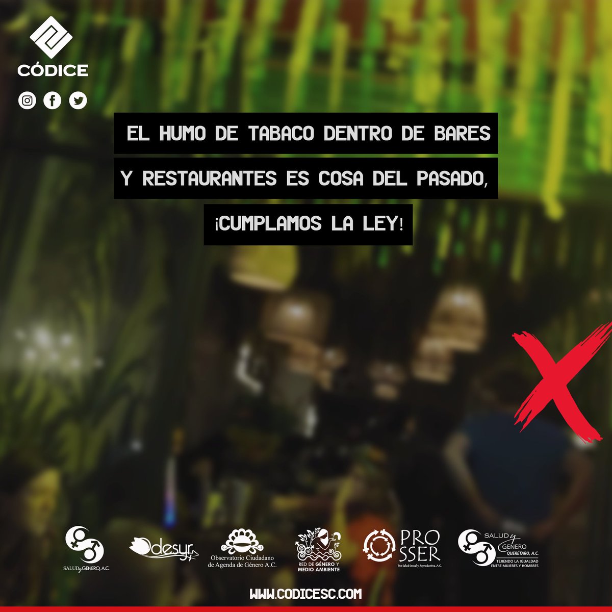 codicesc's tweet photo. Respirar el humo de tabaco dentro de bares y restaurantes aumenta el riesgo de sufrir  graves enfermedades cardiovasculares y respiratorias #CumplamoslaLey https://t.co/WhQANbH9dr