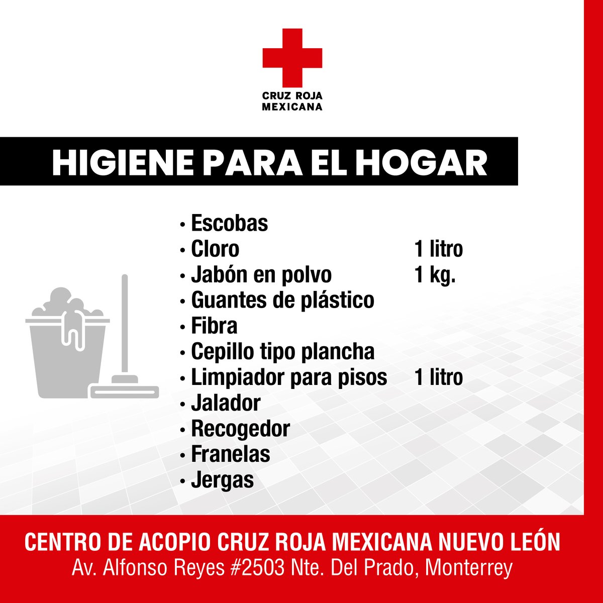 CruzRojaNL's tweet photo. Apertura de Centro de Acopio 🚨
para los damnificados en el Estado de Guerrero
Cruz Roja Mexicana Nuevo León ⛑️ 🇲🇽
.
📍 Av. Alfonso Reyes #2503 Nte. Col. Del Prado en Monterrey
🗓️ Horario  lunes a domingo ⏰ 08:00 Hrs a 10:00 Hrs.
#AyudarNosMueve #CruzRoja #HuracánOTIS https://t.co/SSxEzBui0u