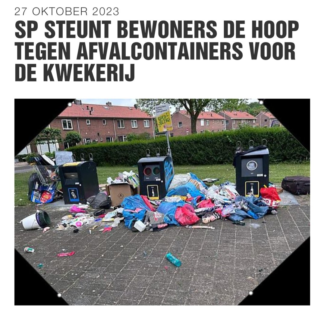 Afvalcontainers voor je deur omdat ze in de wijk naast je rustig willen wonen? 

Het is geheel terecht dat bewoners van De Hoop hiertegen in verzet komen! 👊 

Teken de petitie 👇
petities.com/geen_ondergron… 

doetinchem.sp.nl/nieuws/2023/10…