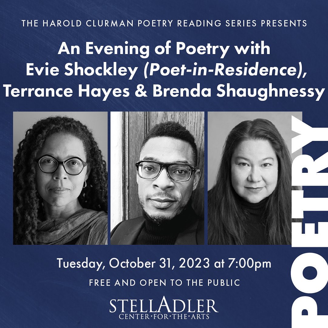 Halloween costumes are welcome at the 10/31 reading with award-winning poets Evie Shockley, Brenda Shaughnessy and Terrance Hayes! Join us on Tuesday, October 31 at 7pm. This event is live and in person + free and open to the public. #poetry #freenyc