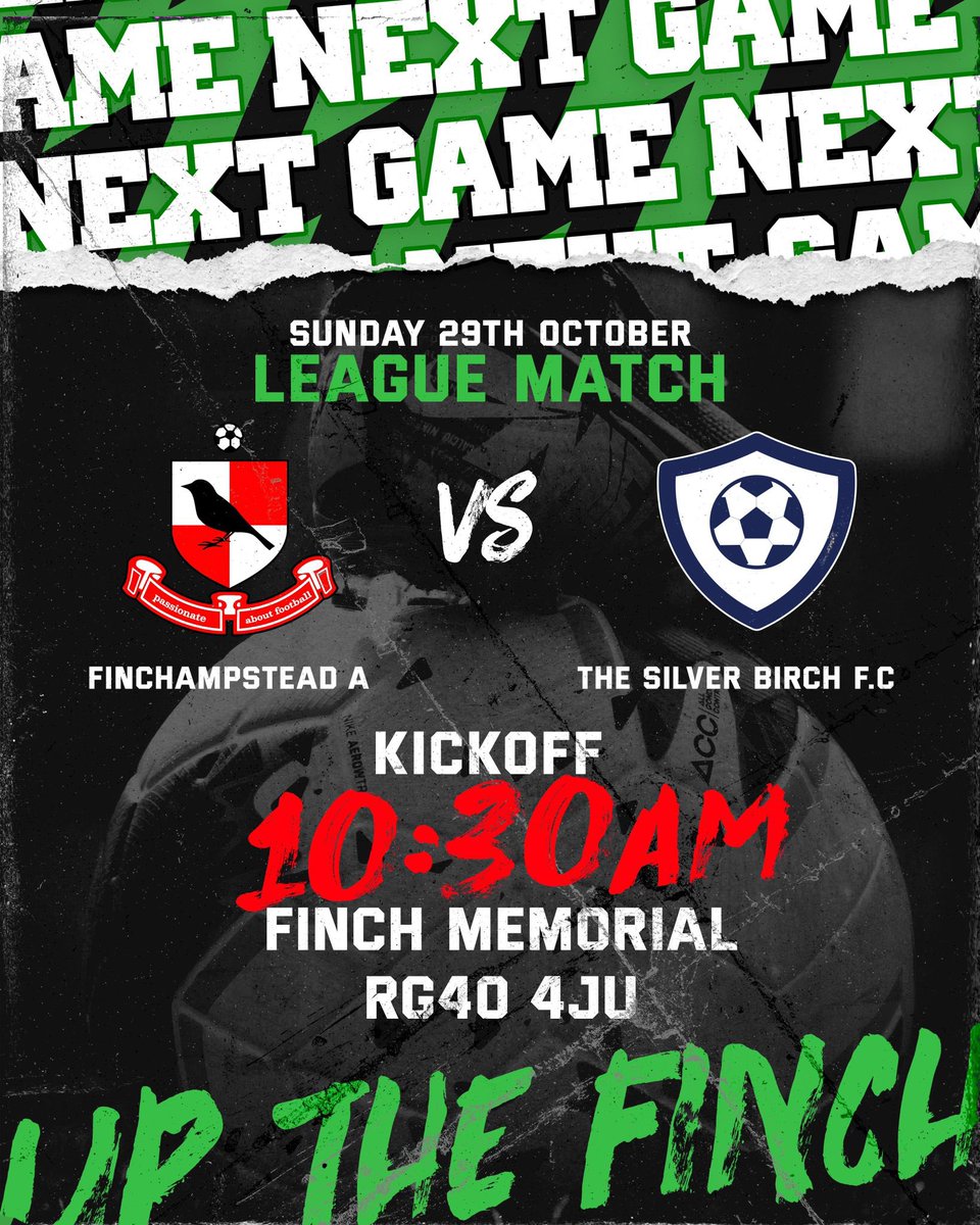 It’s Game Week!!!

Up next for the lads is The Birch! Not the outing we wanted in pre season, looking to put that right in the league and maintain our momentum! 

#UPTHEFINCH 🟢⚫️