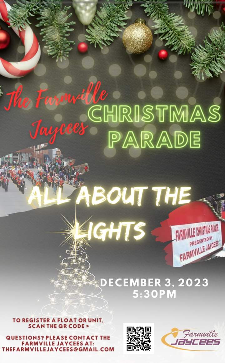 Registration is now open for the annual Farmville Jaycees Christmas Parade! Get signed up for our December 3rd parade today: docs.google.com/forms/d/e/1FAI… 🎄🎅🏽🤶🏽