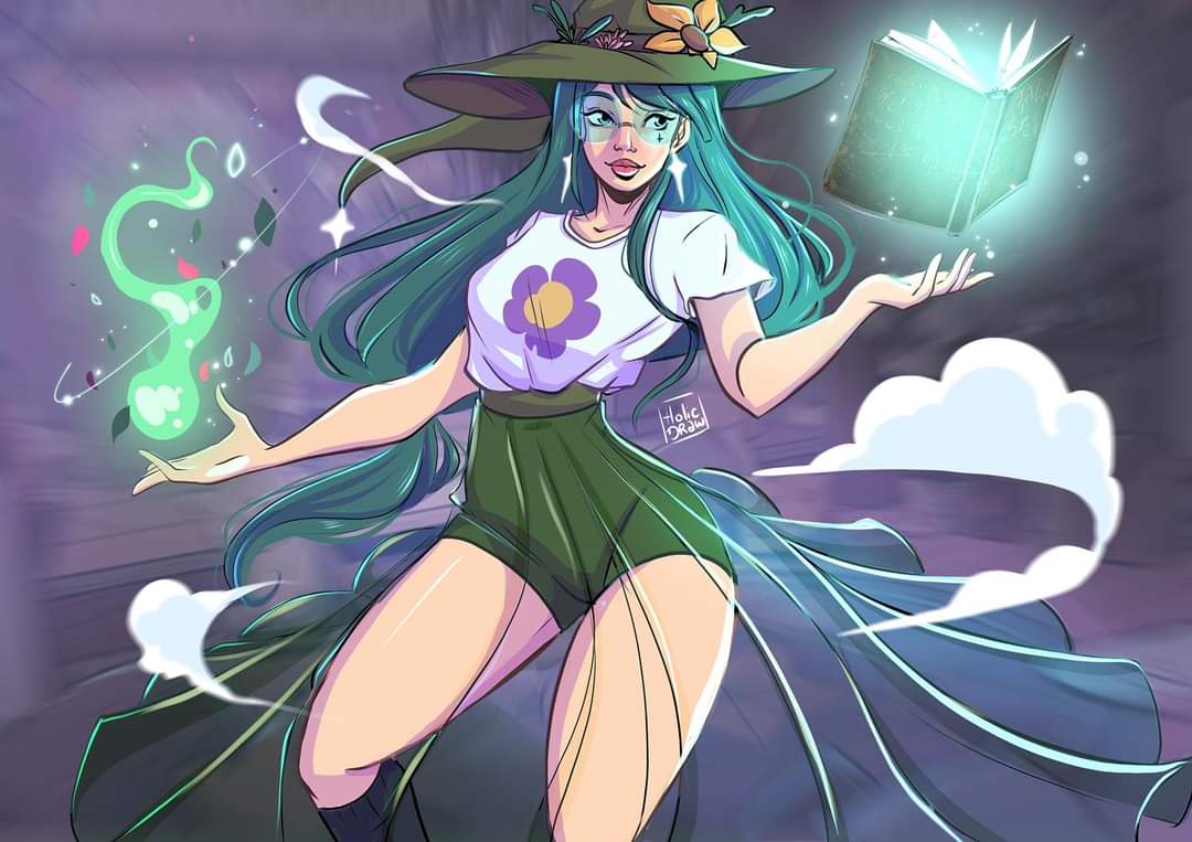 HolicDraw's tweet image. Camélia Greenleaf IS back for #Halloween #originalcharacterart #originalcharacter  #witch
