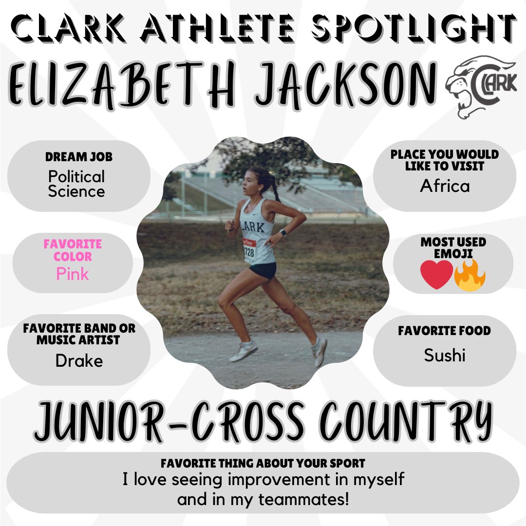🐾🏃‍♀️Elizabeth is a part of our Cross Country Team and here is what Coach Pedroza had to say about her. Elizabeth has an excellent work ethic and is a team player. She helped to mentor the younger athletes on the team this year. It was fun to watch her compete and grow!