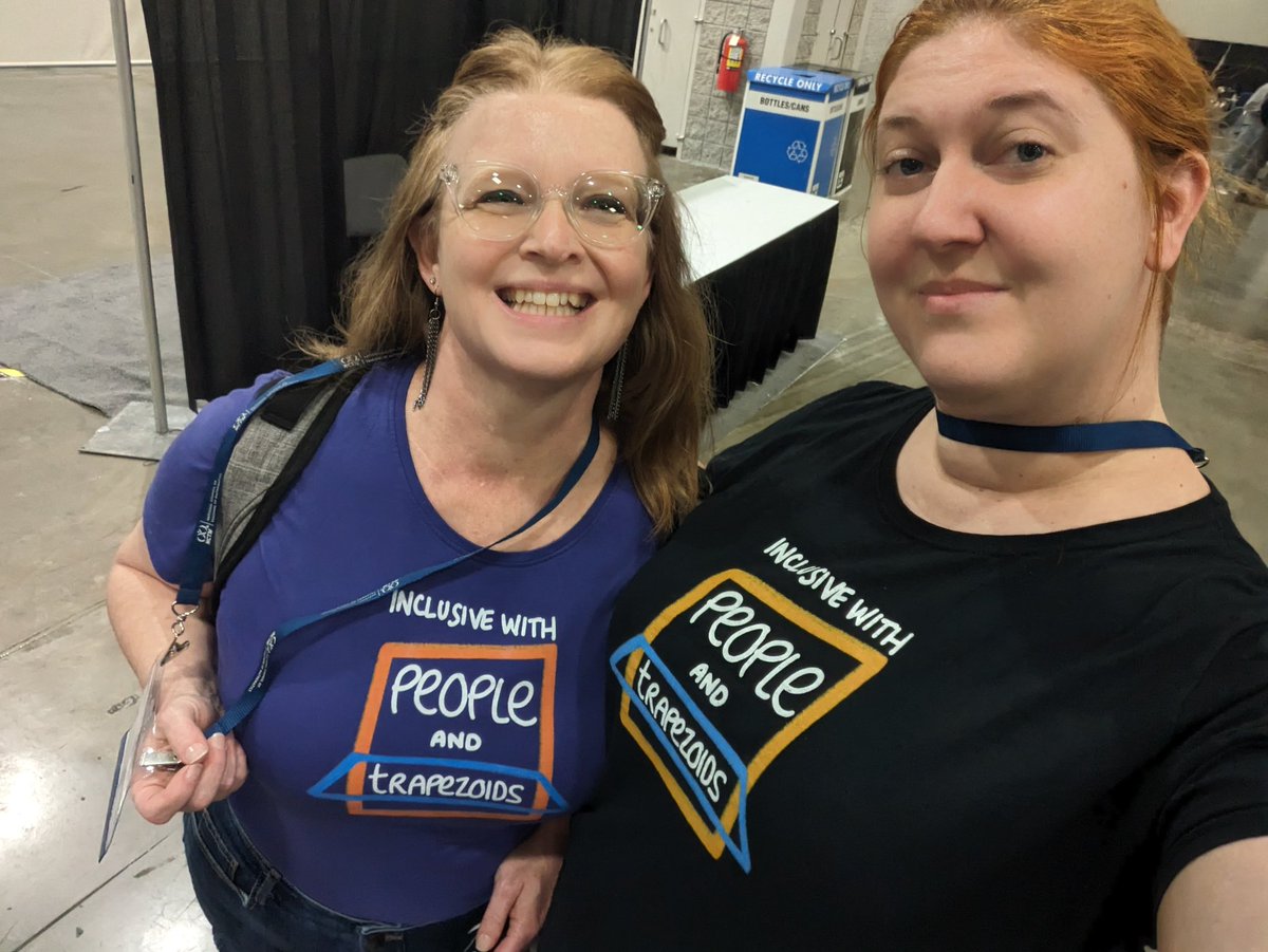 Sneffleupagus's tweet photo. Just a couple of redheads with correct opinions about trapezoids 🥰 #TeamInclusive #NCTMDC23 https://t.co/VRNS9zISJe