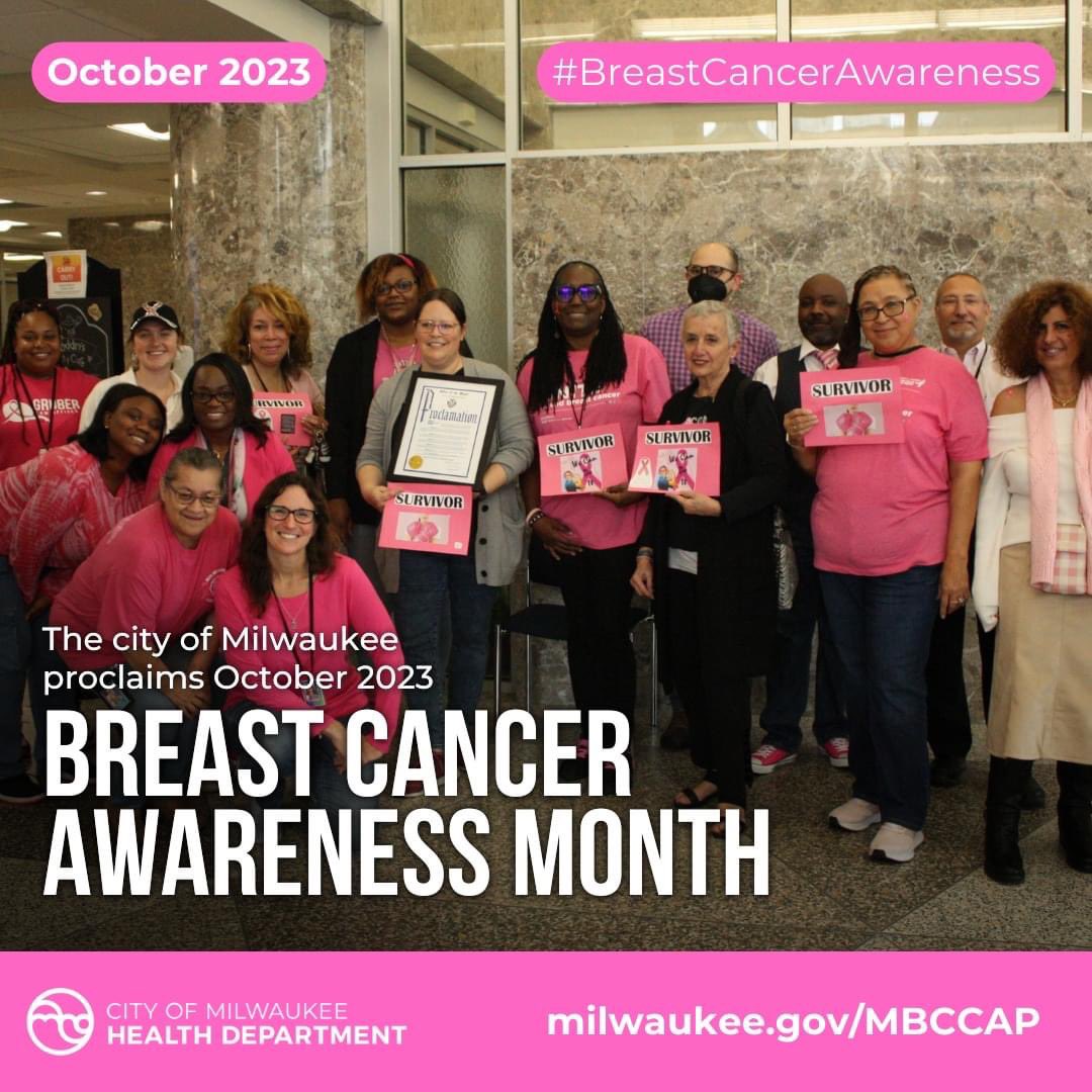 The City of Milwaukee Health Department, with the support of the Office of @MayorOfMKE , proclaimed October 2023 #BreastCancerAwarenessMonth in #Milwaukee today!