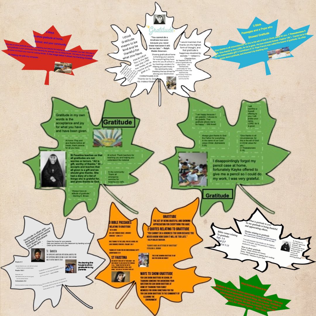 missdpimentel's tweet photo. During @TCDSB October’s Virtue of the month, Gratitude, @ChamCCS students are encouraged to demonstrate Gratitude and explore Gracious Saints. Take a look at some students experiences in leaf form building on our Gratitude Tree 🌳🍃🍂🙏 #virtureofthemonth #tcdsb @chaminade_cs https://t.co/0Sr0rwumu1