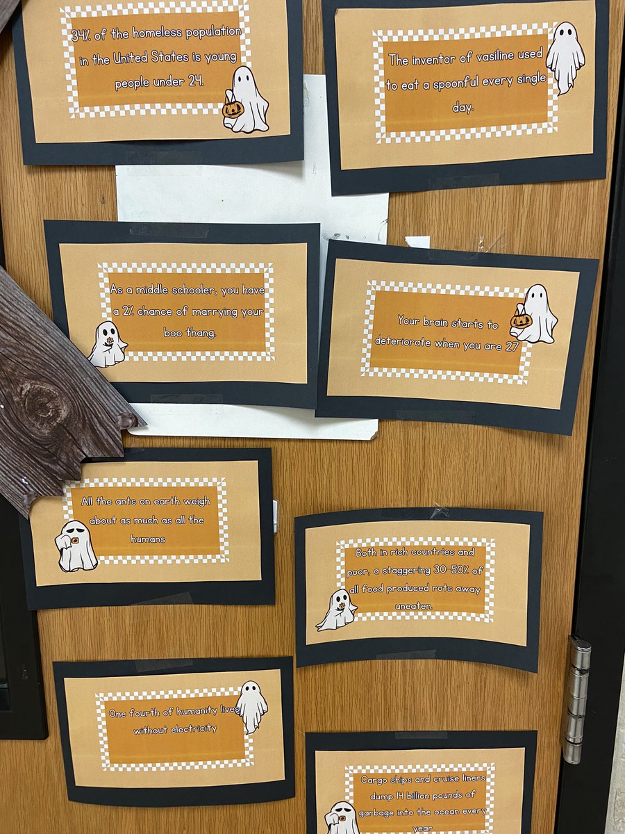 Ms. P’s door of real world horrors! Happy early Halloween!