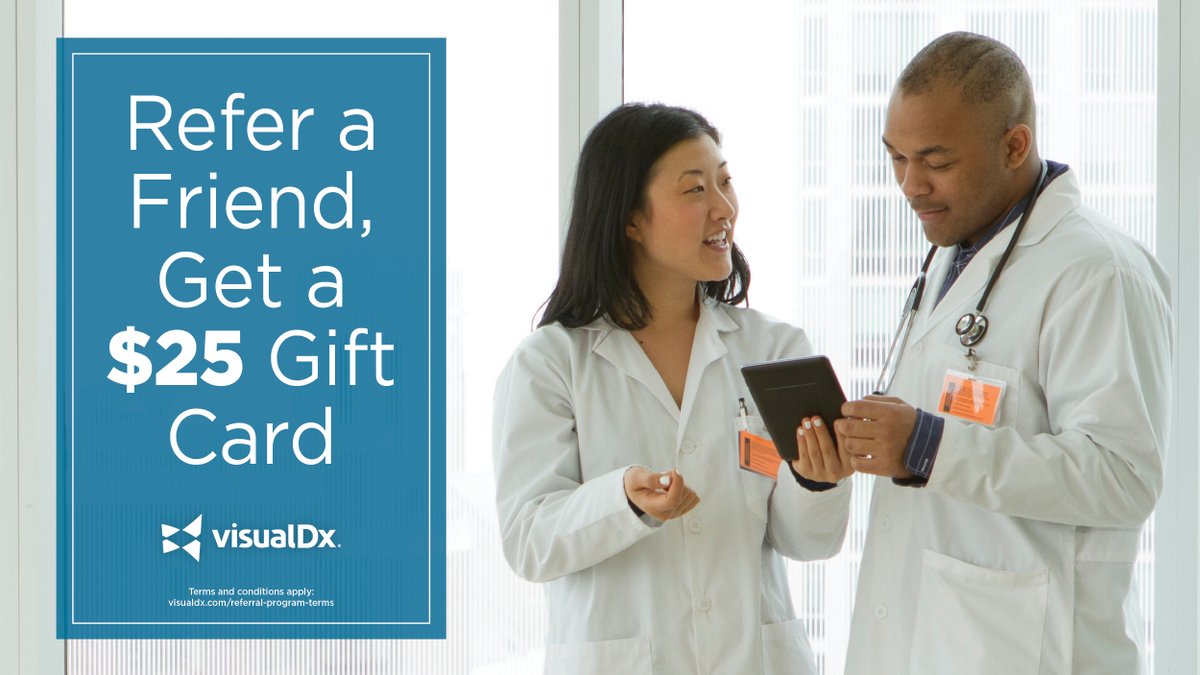 Introducing Referral Bonuses for VisualDx! Refer a friend, Get a $25 Visa gift card! bit.ly/4982Nil #VisualDxReferral #Healthcare #ReferralProgram