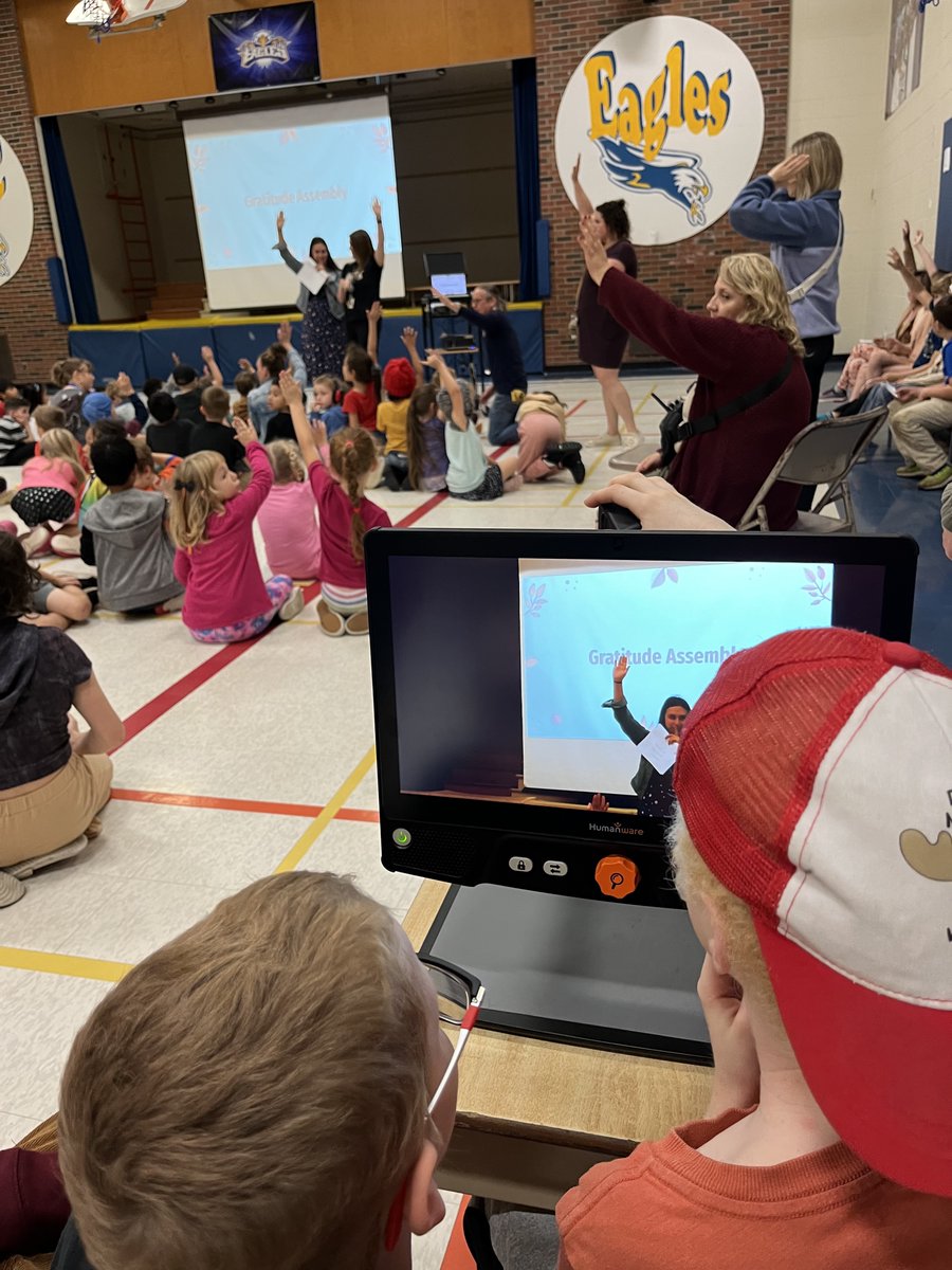 Ensuring visual access doesn't stop in the classroom...and making it happen is easy:

1) Find a desk
2) Bring the tech
3) Turn it on

Everyone at <a href="/MACEaglesLondon/">Sir John A Macdonald</a> has the chance to see &amp; celebrate the excellence of their peers. Make sure your students have the same opportunities.