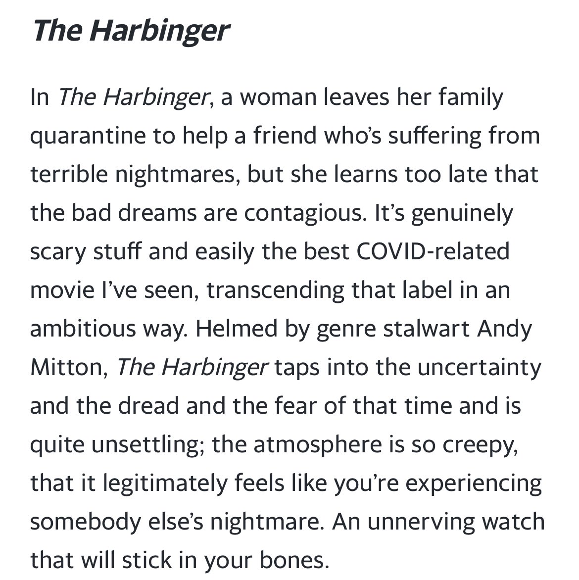 andymitton's tweet image. Happy to see this pre-Halloween shoutout for The Harbinger! 

The 9 most terrifying new horror movies you haven't heard of — but should stream right now yahoo.com/entertainment/…