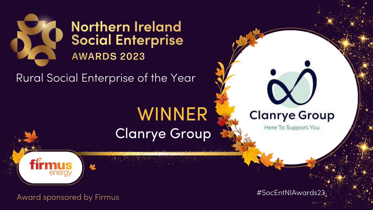 🏆Rural Social Enterprise Award, sponsored by <a href="/firmusenergy/">firmus energy</a> 🏆

And the winner of this category is… <a href="/Clanrye_Group/">Clanrye Group</a>

Well done team #ClanryeGroup
 
#SocEntNIAwards23