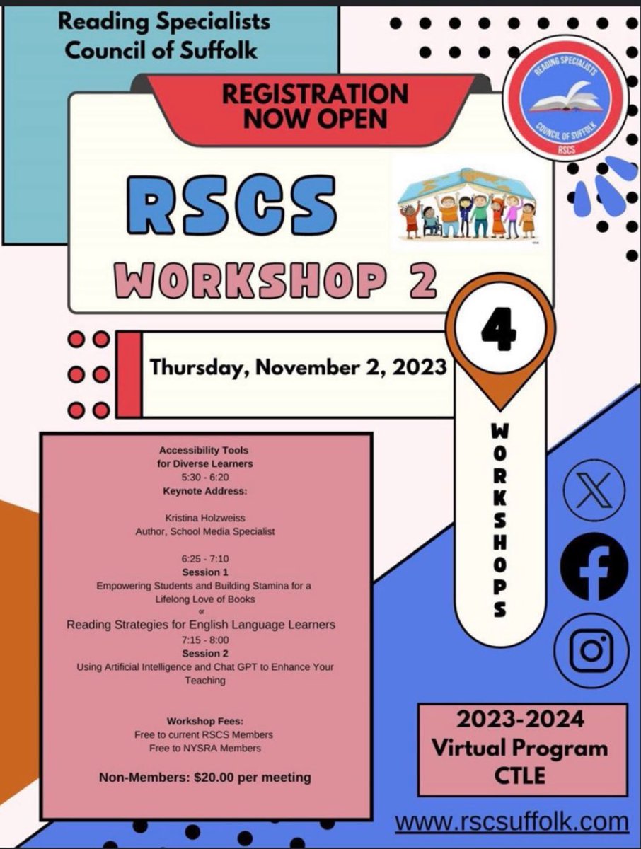 I am so excited to be presenting with <a href="/mrdavolatech/">Mr. Davola</a> for <a href="/RSCSuffolk/">Reading Specialists Council of Suffolk (RSCS)</a> this Thursday on Zoom!  We will be presenting about how to use AI to enhance your teaching.  $20 gets you access to an amazing night of sessions!  Go to RSCSuffolk.com to get more information!