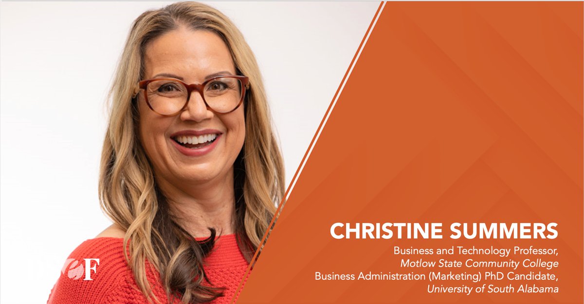 The DSEF (@thedsef) on Twitter photo This #FellowFriday, we're highlighting one of our newest fellows, #DSEFfellow Christine Summers! Christine, <a href="/MotlowState/">Motlow State Community College</a>, is a PhD Candidate in Business Administration (Marketing) at <a href="/USA_MCOB/">Mitchell College of Business</a>. We are overjoyed to have you join #DSEF Christine, best of luck with your candidacy! This #FellowFriday, we're highlighting one of our newest fellows, #DSEFfellow Christine Summers! Christine, <a href="/MotlowState/">Motlow State Community College</a>, is a PhD Candidate in Business Administration (Marketing) at <a href="/USA_MCOB/">Mitchell College of Business</a>. We are overjoyed to have you join #DSEF Christine, best of luck with your candidacy!