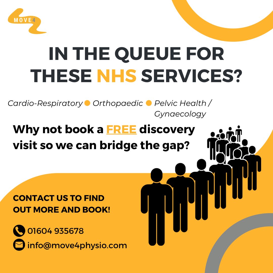 NHS waiting lists have never been longer! Are you in the queue?

Move4 Physio can bridge the gap to keep your body maintained and help build your levels function. 
Get in touch to find out more and book your FREE discovery visit today!

#physio #localphysio #northampton