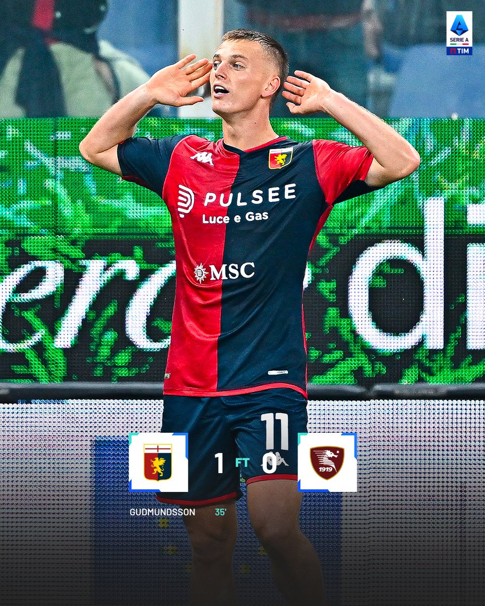 SerieA's tweet photo. Very 𝗚𝗨𝗗 🔥🔴🔵! @GenoaCFC 🤝3️⃣ punti 
#GenoaSalernitana https://t.co/GCxey5fAb6