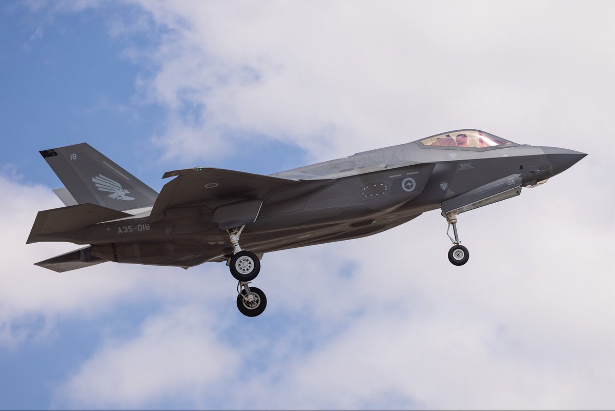 cqplanespotting's tweet photo. Great to see eight @AusAirForce Royal Australian Air Force (#RAAF) Lockheed Martin F-35A Lightning II aircraft from No. 77 Squadron ‘Grumpy Monkeys’ passing through RAAF Base #Townsville on Friday, arriving from RAAF Base #Williamtown and then departing to RAAF Base #Tindal. https://t.co/KrnZ1ENMkT