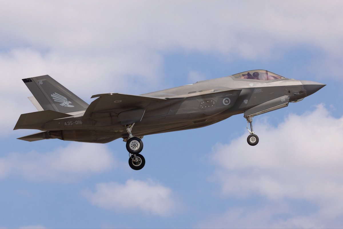 cqplanespotting's tweet photo. Great to see eight @AusAirForce Royal Australian Air Force (#RAAF) Lockheed Martin F-35A Lightning II aircraft from No. 77 Squadron ‘Grumpy Monkeys’ passing through RAAF Base #Townsville on Friday, arriving from RAAF Base #Williamtown and then departing to RAAF Base #Tindal. https://t.co/KrnZ1ENMkT
