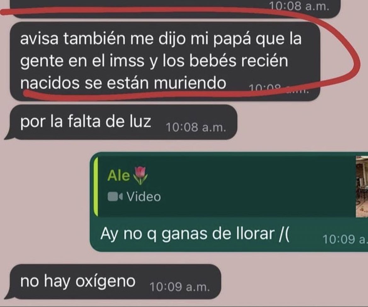 Aloooocm's tweet photo. Los hospitales tampoco tienen energía y también están muy afectados. Hable con una amiga embarazada que tiene que dar a luz YA y dice que el hospital el quemado, no tiene alimento ni luz, no están siendo atendidos.

FOTO EXTRAÍDA DE POST DE IG QUE CONFIRMA LA INEFICIENCIA https://t.co/4lbEH9HPv9