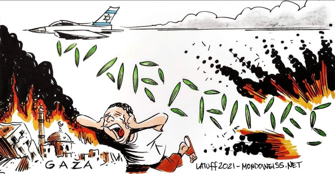 LatuffCartoons's tweet photo. Via @Timesofgaza
"Two million civilians are being crazily bombed amidst a total blackout."

#Israel continues to commit war crimes in Gaza in front of an impassive world.

#Gazabombing
#Gaza_Genocide 
#Palestine https://t.co/fb3jmRGDzv