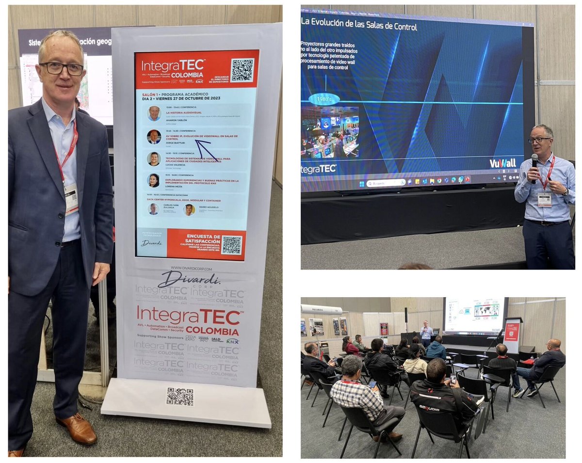 VuWall's tweet image. VuWall heads to Colombia! Visiting our partners and presenting at IntegraTEC™ Colombia: AV over IP Networked Video Walls: The Evolution of Control Rooms. Thank you to all of our amazing partners in Latin America! #videowallsolutions #controlroomsolutions