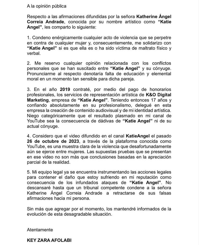 KatieAngelFacts's tweet photo. Key Afolabi, más conocida como “Key Zara” subió en su cuenta de Instagram un comunicado dando a conocer su versión sobre el último video subido por Katie Angel en su canal de YouTube.

¿Que opinan al respecto? https://t.co/Co2wI30b9q