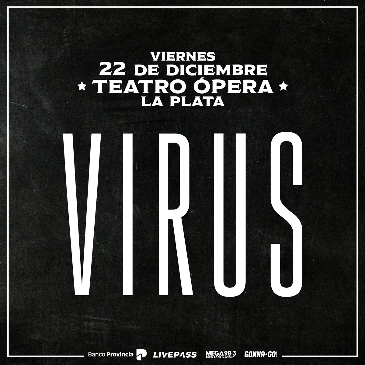 Nada mejor que despedir el año con un show en la ciudad que nos vio crecer! 🔥
📆 22 Diciembre 
📍Teatro Ópera - La Plata
🎟 Tickets disponibles en livepass.com.ar/events/virus-e…