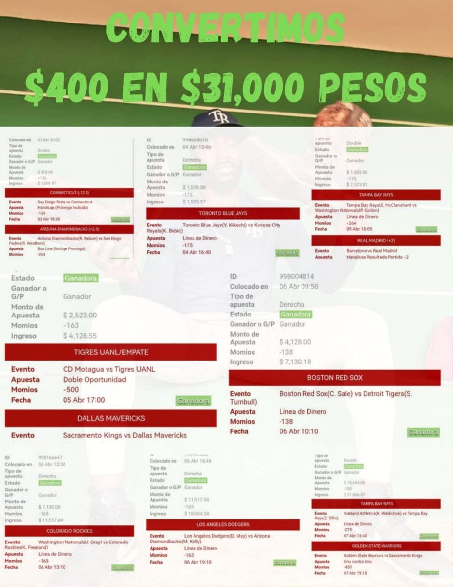 ChapitoApuestas's tweet photo. 🚨 | RETO $500 HASTA DONDE TOPE

Chingones, apenas ayer inicié un RETO $500 HASTA DONDE TOPE.

Me gustaría compartirselos de manera Gratuita.

¿Jalan? Aceptaré en el Barco ÚNICAMENTE a los Chingones que comenten 🗨️, den 🔄 y ❤️!!!

Vamos por algo grande, por algo así que ganamos hace días 👇🔥!!
