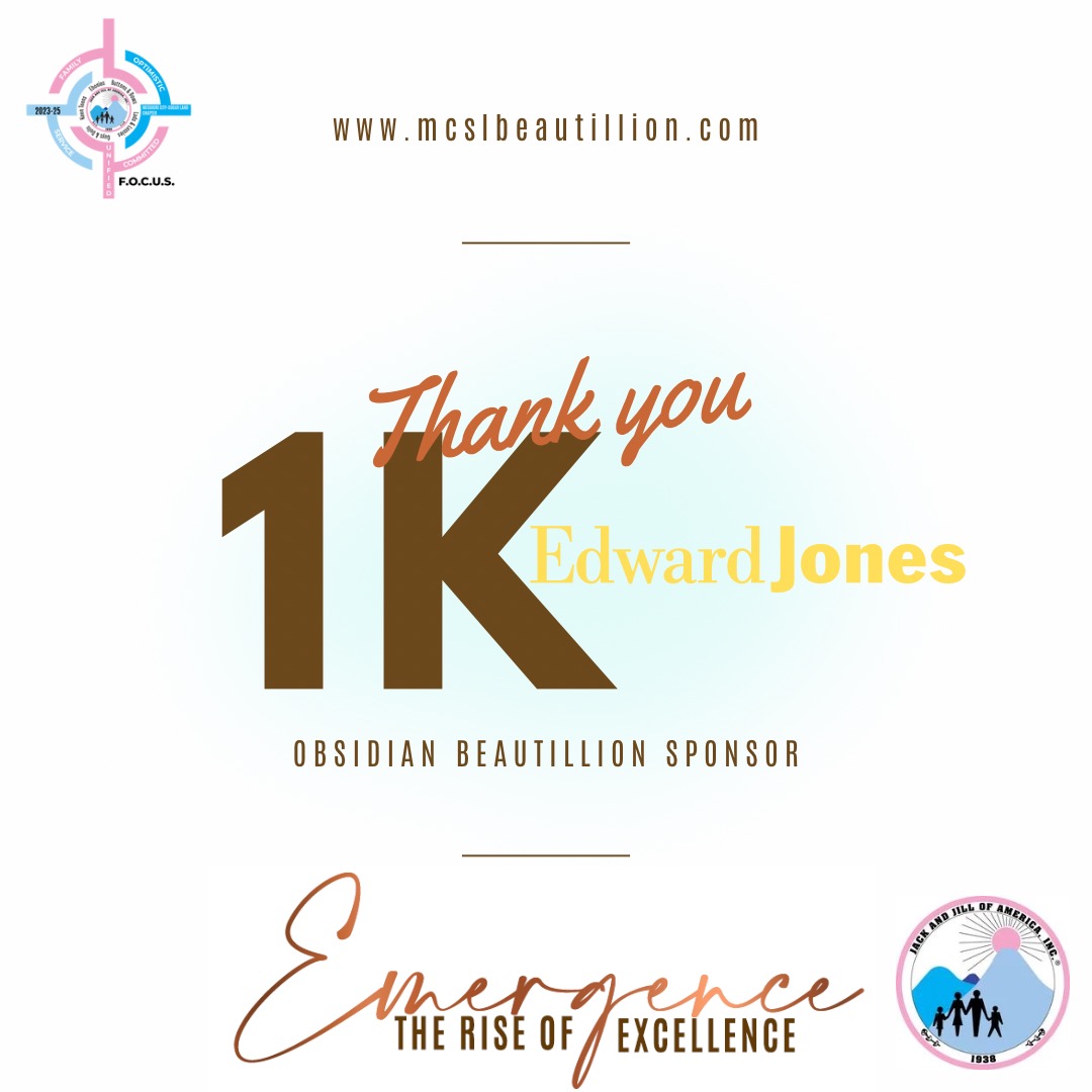 JackandJillMCSL's tweet photo. 🌟MCSL Jack and Jill of America, Inc., hosts of the Signature 20th Biennial Beautillion Ball, would like to express sincere gratitude for the generous sponsorship and underwriting from Edward Jones. 💗💙#Emergence2023 #MCSLBeautilion2023 #mcsljjoa https://t.co/QtHckhCl44