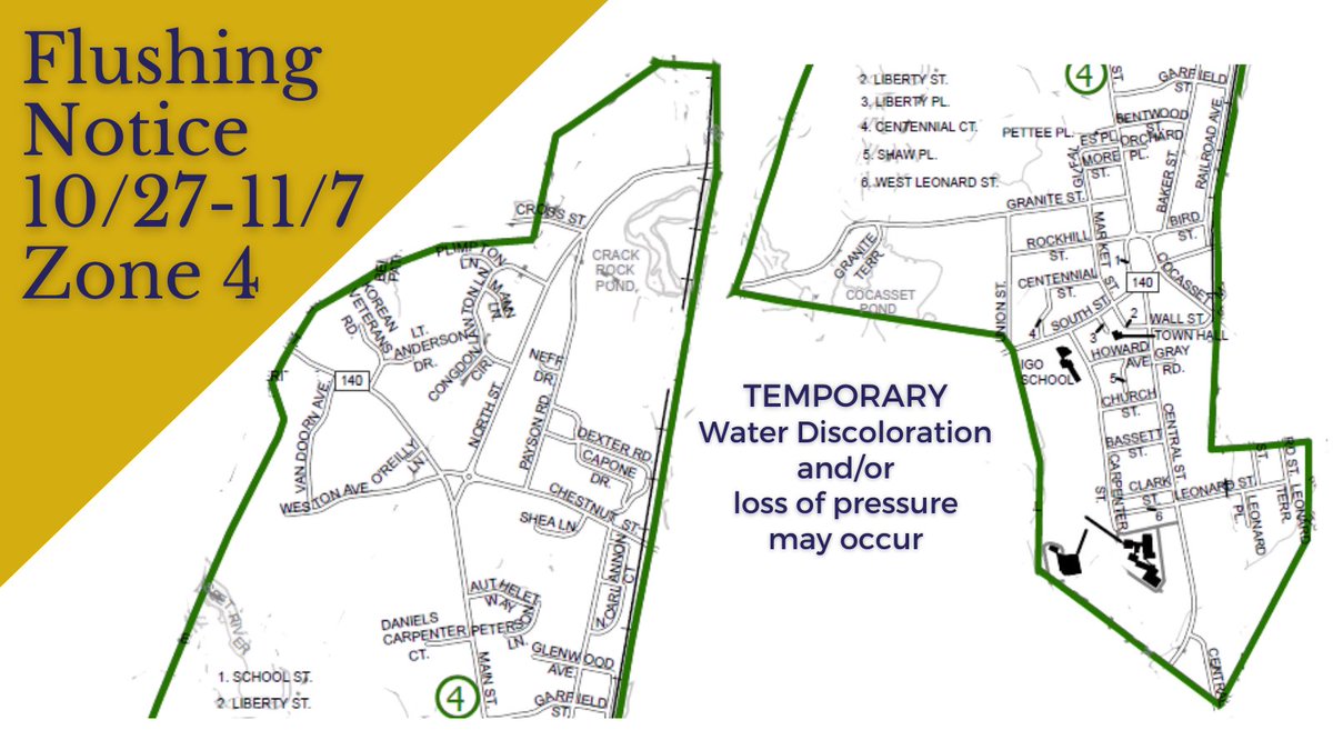Zone 4 starts tonight and goes through approximately November 7. No flushing will be done on Halloween!