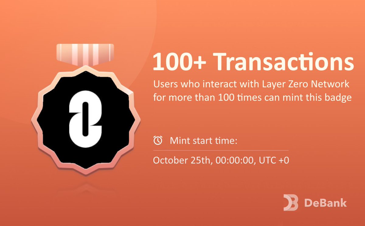 leafswan11655's tweet image. 🆕New Badge: 100+ Interactions with #LayerZero Network 🖤

Don't forget to claim your badge on DeBank debank.lz-badge.com/100 

#Airdrop #BASE  #ape #polygon #token #memecoin  #crypto #cryptocurrency #blockchain #sei #mint #Giveaway #Web3 #Binance #coin #USDT #token #memecoin