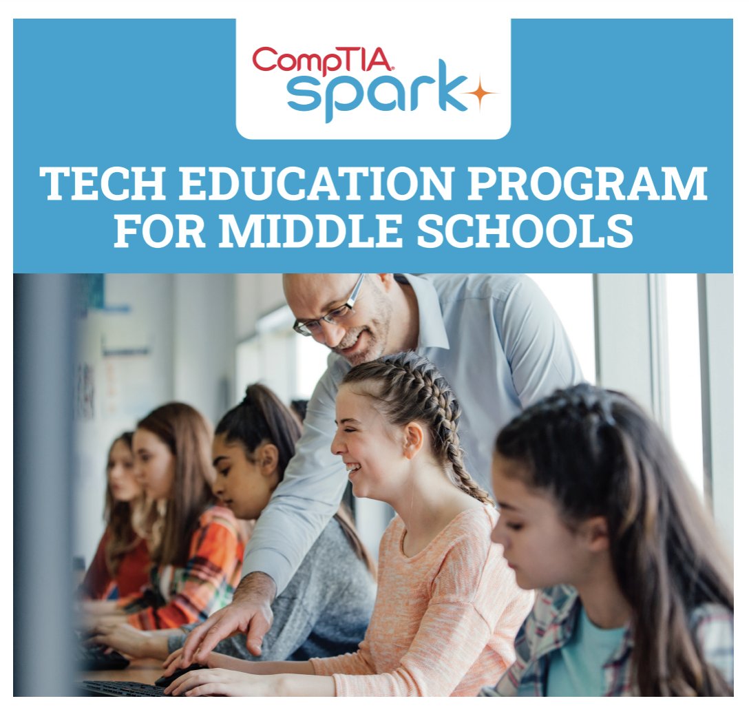 “According to the World Economic Forum, nine out of 10 jobs will mandate digital skills in the future.” 💻
Are YOU igniting the SPARK for your students? 
Check out @comptiaspark for our FREE program! 
comptiaspark.org