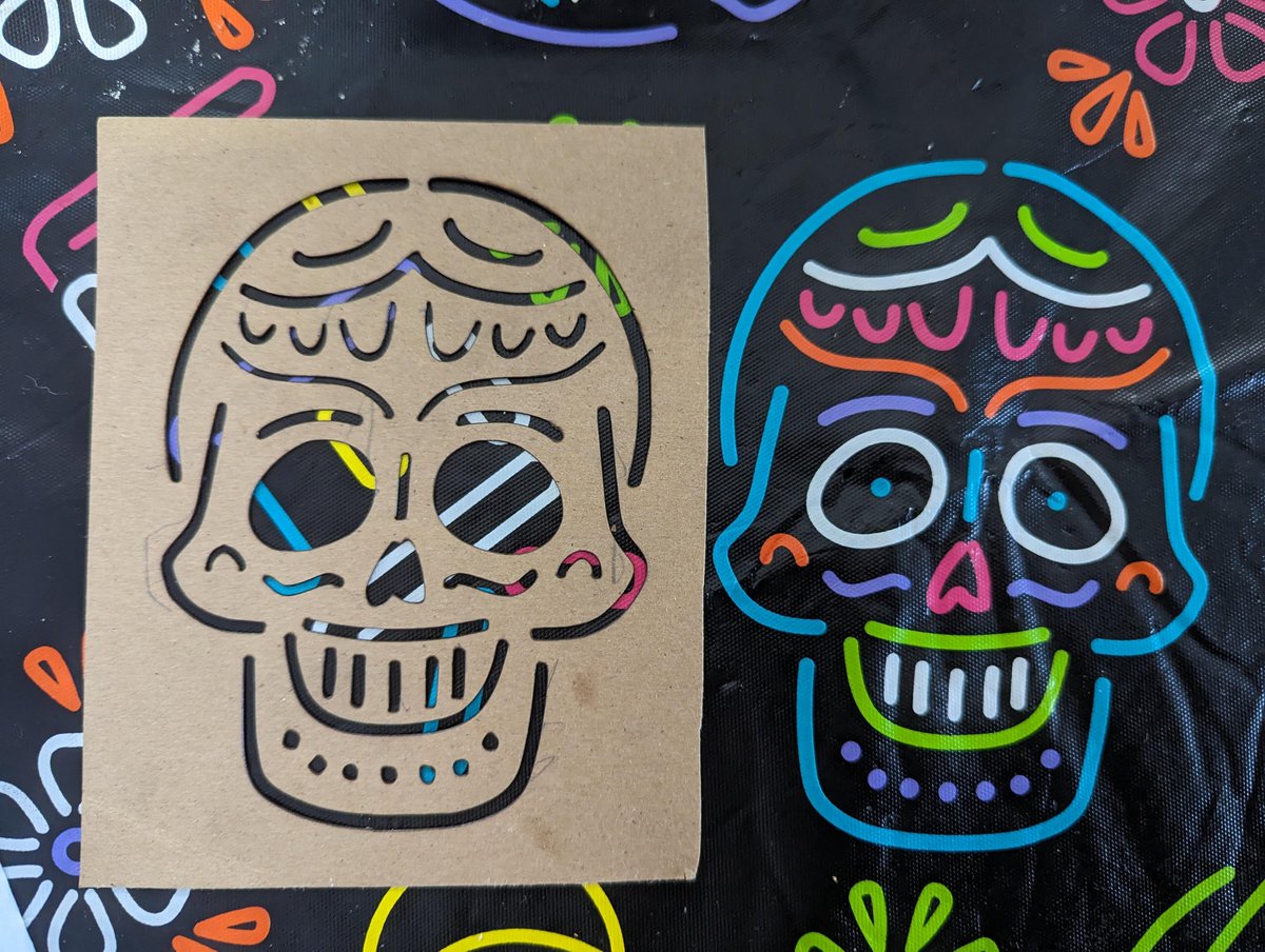 Made a stencil from the face on the tablecloth with the laser cutter. Fun way to take images and make new things with them. Used picsvg.com for creation of the svg file.