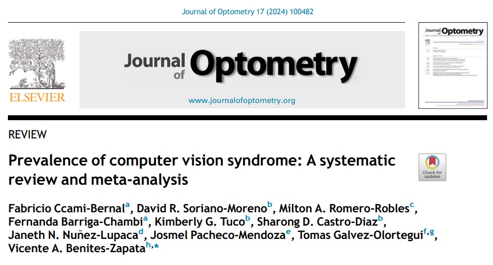 milton_r1's tweet image. (1/3)
#SytematicReview #ComputerVisionSyndrome
💻 Prevalence of computer vision syndrome: A systematic review and meta-analysis.