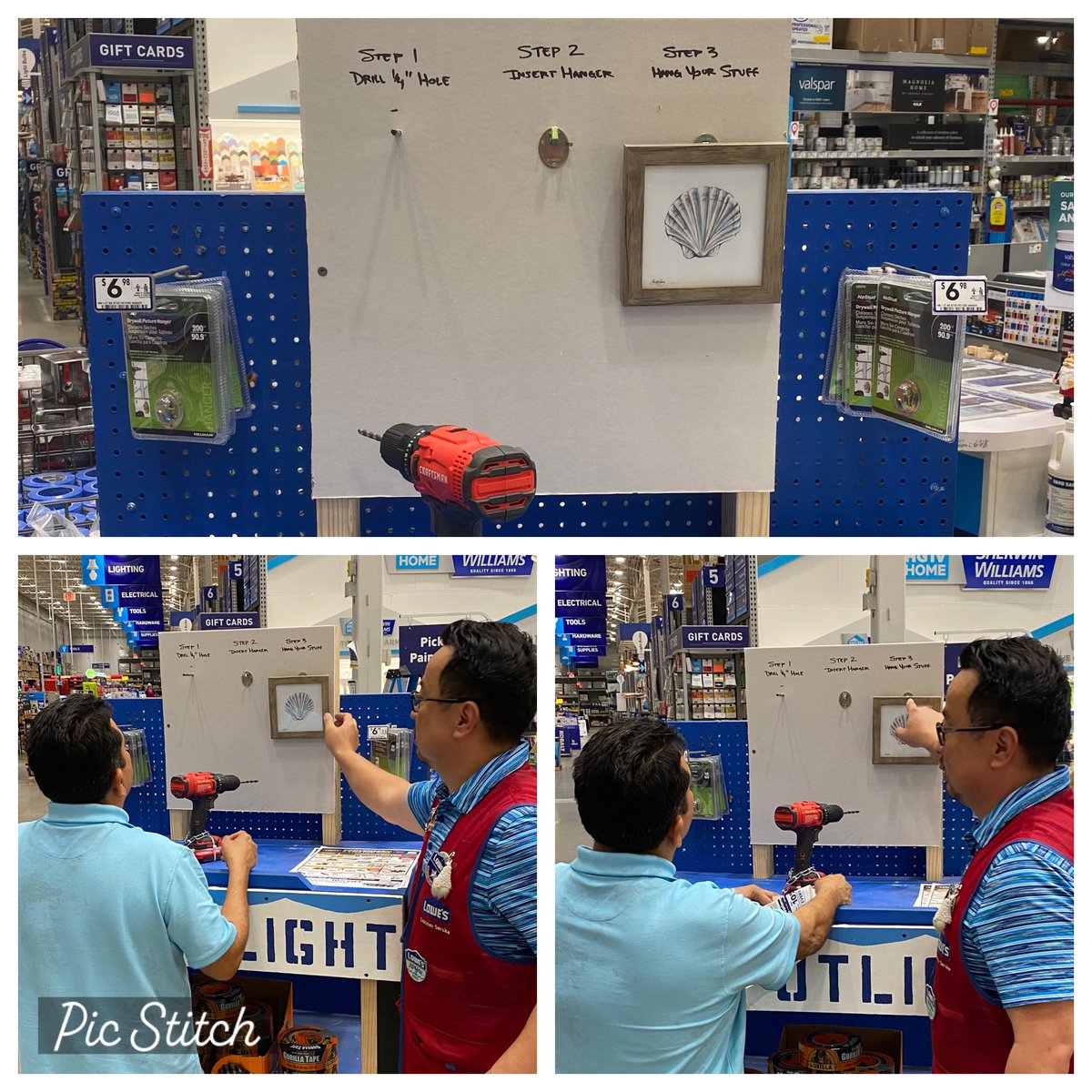 Why wait till Saturday to start Demo Days at Lowes!?!  See NO STUD PICTURE HANGERS at Lowes’s of Columbia, Md this weekend! And Woo will show you how to use them! <a href="/weavkiler/">Weaver</a> <a href="/BubaR9/">Buba</a> <a href="/Roni91323685/">Veronica</a> <a href="/mayaxlowes813/">Maya Carter</a> <a href="/DCT0813MD/">Dante Thomas</a> <a href="/BenitoKomadina/">Benito.Komadina@Lowes</a> <a href="/BlueBoxR1/">@BlueBoxR1</a>