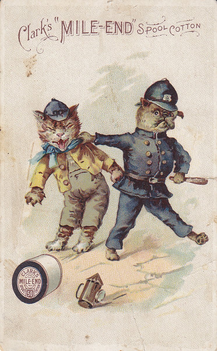 MarjeMolder's tweet photo. This #antique 1893 #VictorianEra #Trade #Card w/ #cats and #kittens is 130 years old and is #advertising #Clarkes 'Mile-end thread' Copyright 1893 Donaldson Brothers #NewYork #OldPaper #ephemera #deltiology #USA found one other card https://t.co/9GjgLfigQ6