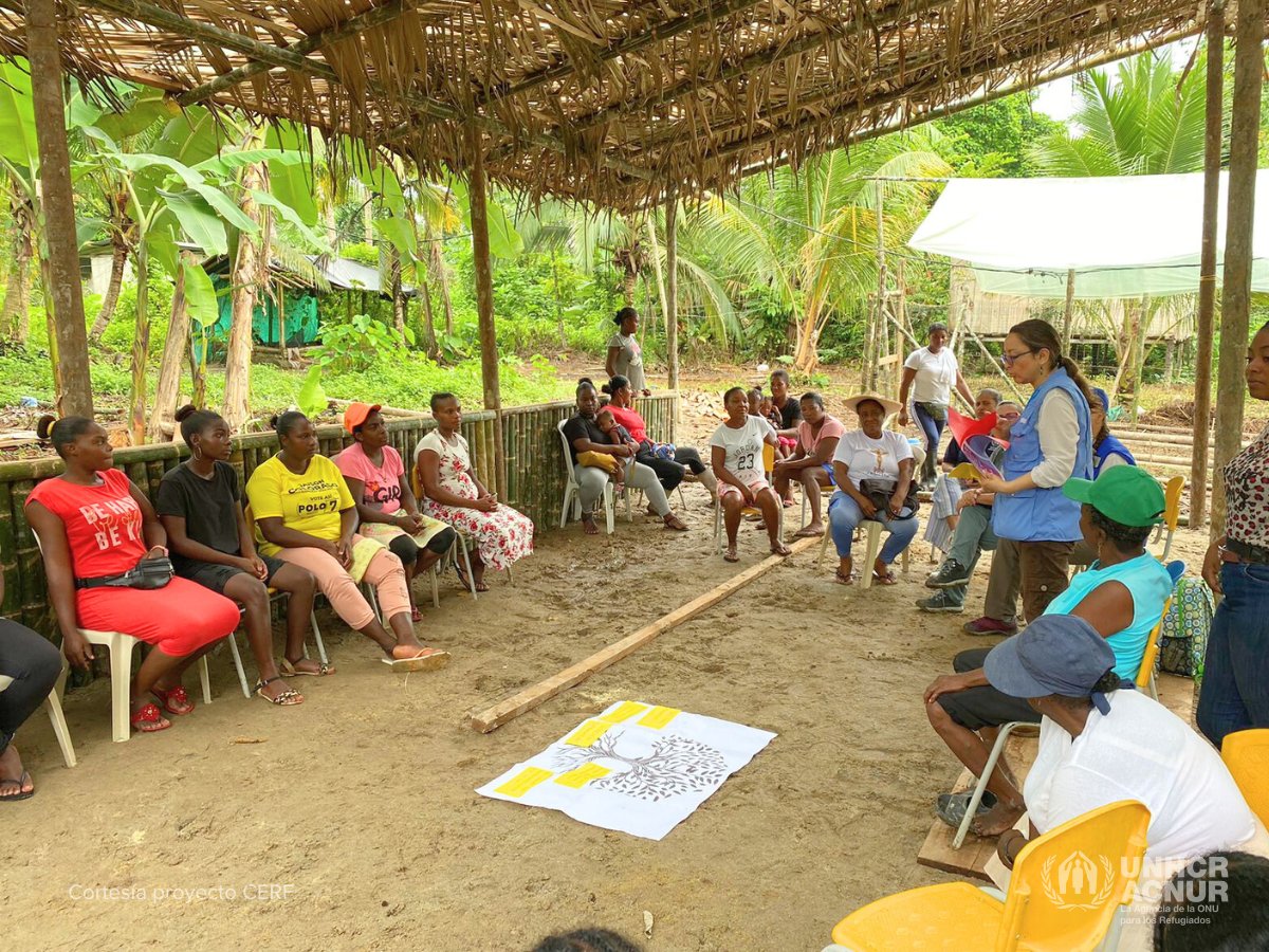 AcnurColombia's tweet photo. Con el propósito de fortalecer las capacidades de comunidades frente al desplazamiento en #Nariño, visitamos y trabajamos, en el marco del proyecto CERF, con comunidades afrodescendientes e indígenas de municipios El Charco, Olaya Herrera, Santa Bárbara de Iscuandé y La Tola🫂 https://t.co/VwSH1cd2mB